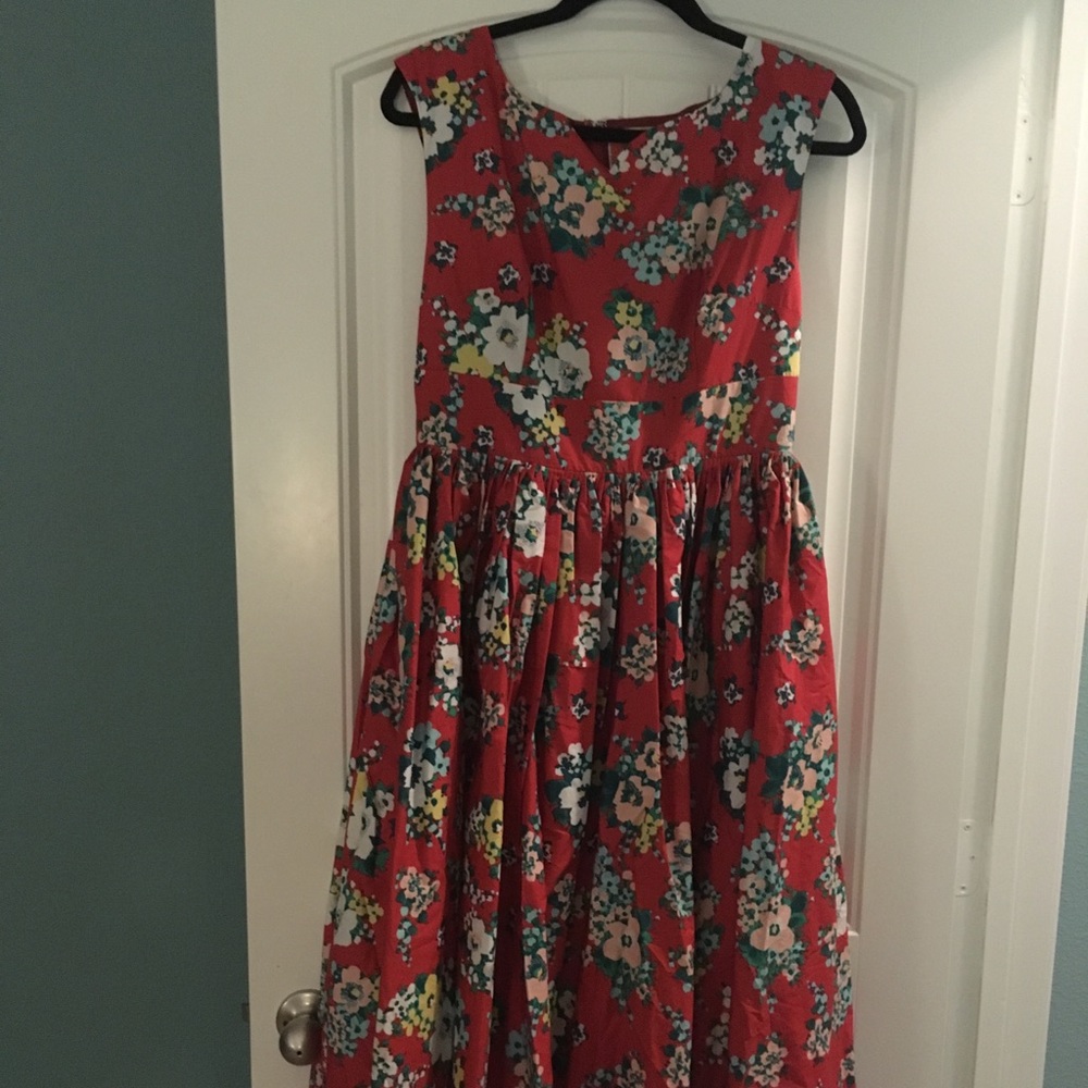 ModCloth red floral dress size large